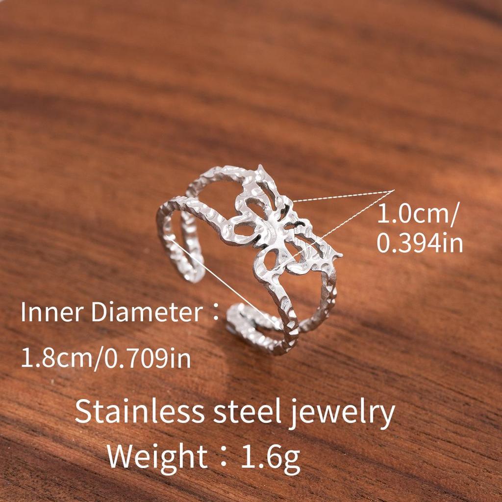 Stainless Steel Adjustable Open Ring - Colorfast Titanium Jewelry