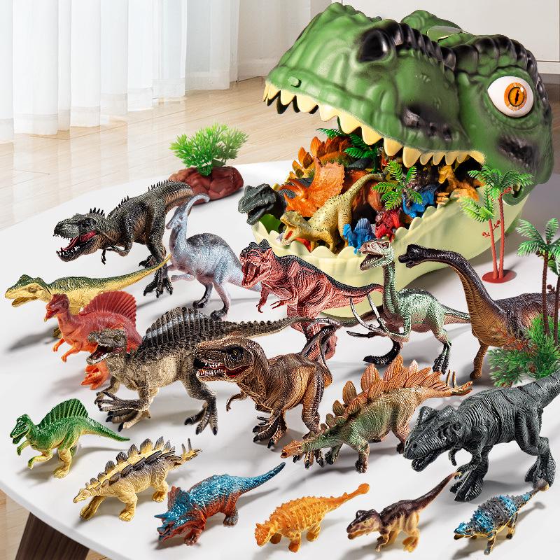 Dinosaur Toy Set: Tyrannosaurus & Triceratops Soft Rubber Figurines for Kids
