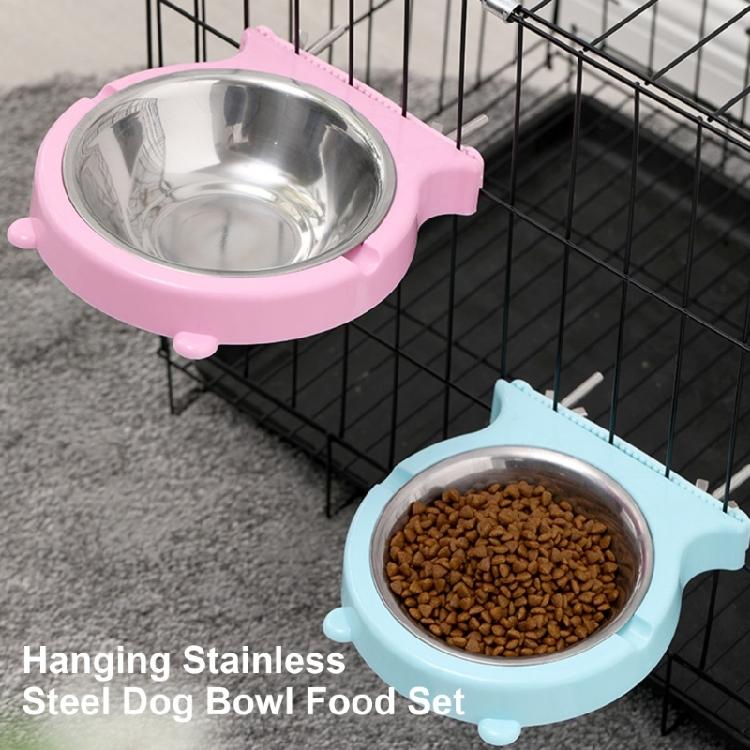 Cage Mounted Pet Bowl Stainless Steel Food Feeder Water Bowls for Pet 2Pieces Cage Hanging Feeding Bowl Watering Supply