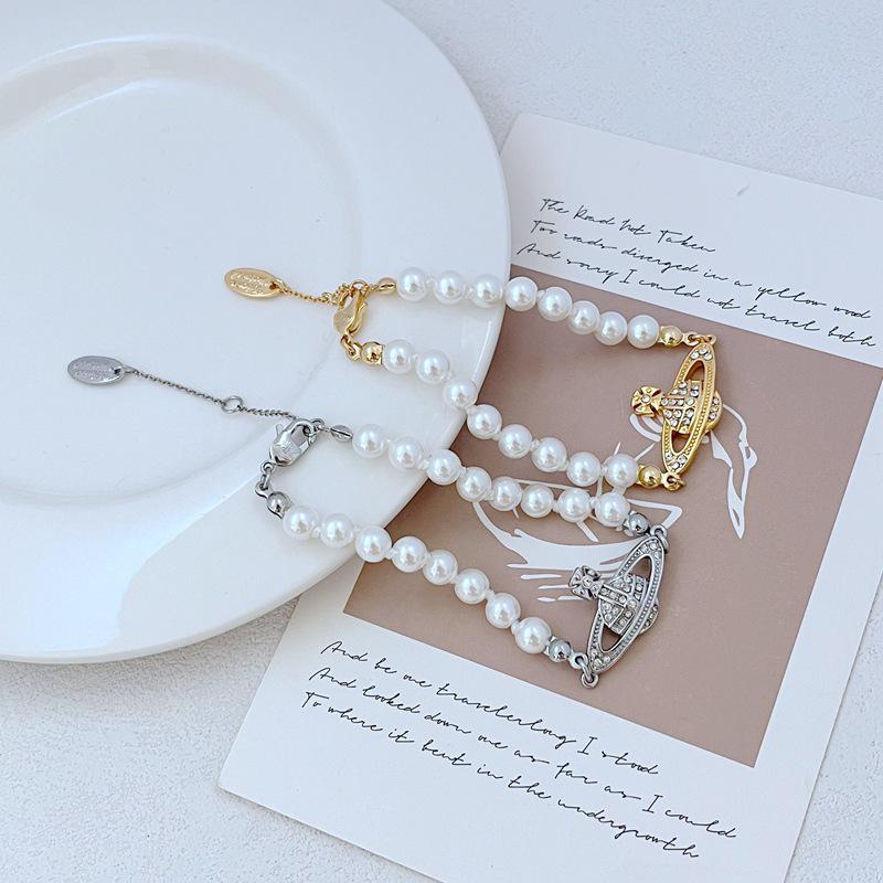 

Luxury Pearl and Zircon Saturn Bracelet платиновый