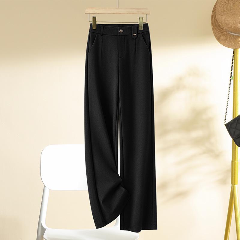 

Women s High-Waisted Wide-Leg Pants - Spring/Autumn 2026 Collection, Slimming and Versatile 30/2XL (125-135 lbs) чёрный