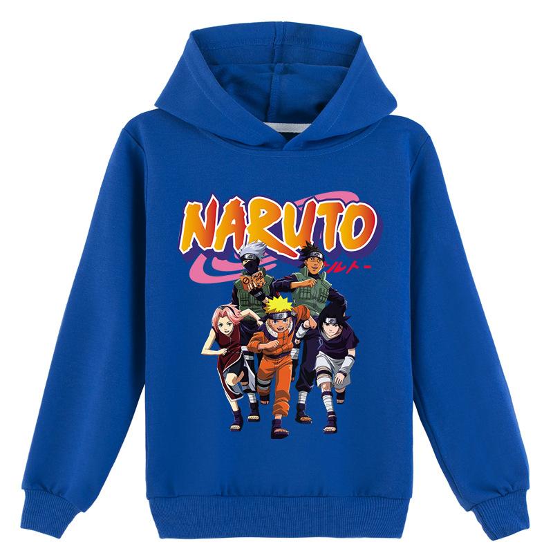 Japanese Anime Naruto Sweatshirt Casual Boys Girls Cotton Hoodies Cool Cartoon Hooded Sweatshirt Tops Kids Pullover Sportswear Tops