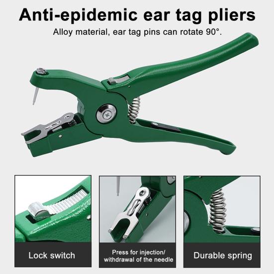 Cattle Ear Tags 001 to 100 Number Plastic Livestock Animal Tag Ear Tag Applicator Kit for Cows Goats Sheep Pigs