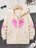 Streetwear Spider Print Stylish Casual Zip Up Hoodie Jacket for Boys Girls Zipper Spring  Autumn Trendy Cartoon Sweatshirts