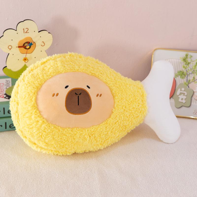 New Kapibara fried chicken thighs plush toy cute capybara throw pillow girl children's birthday gift