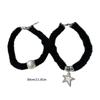 Soft Necklace Star/Round Bead Collarbone Chain Elegant Black Plush Neckchain Choker Pentagrams Accessory for Women