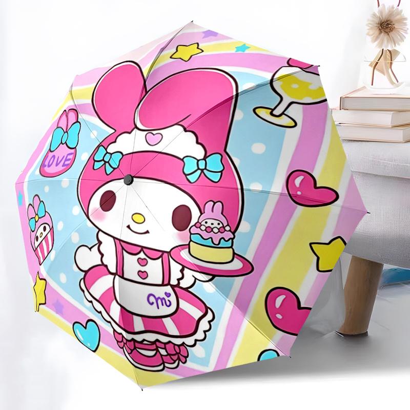 1pc My Melody Automatic Opening Folding Umbrella with Blue Bow Design - Perfect for Fans, Travel, Everyday Use, and Festive Gifts!K036