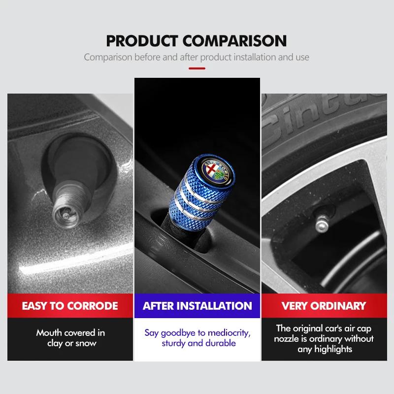 Hub Caps 4Pcs Car LOGO Tire Valve Cap Waterproof Auto Accessories For Alfa Romeo Giulietta GT 159 147 156 Mito Brera Giulia SpidEP3