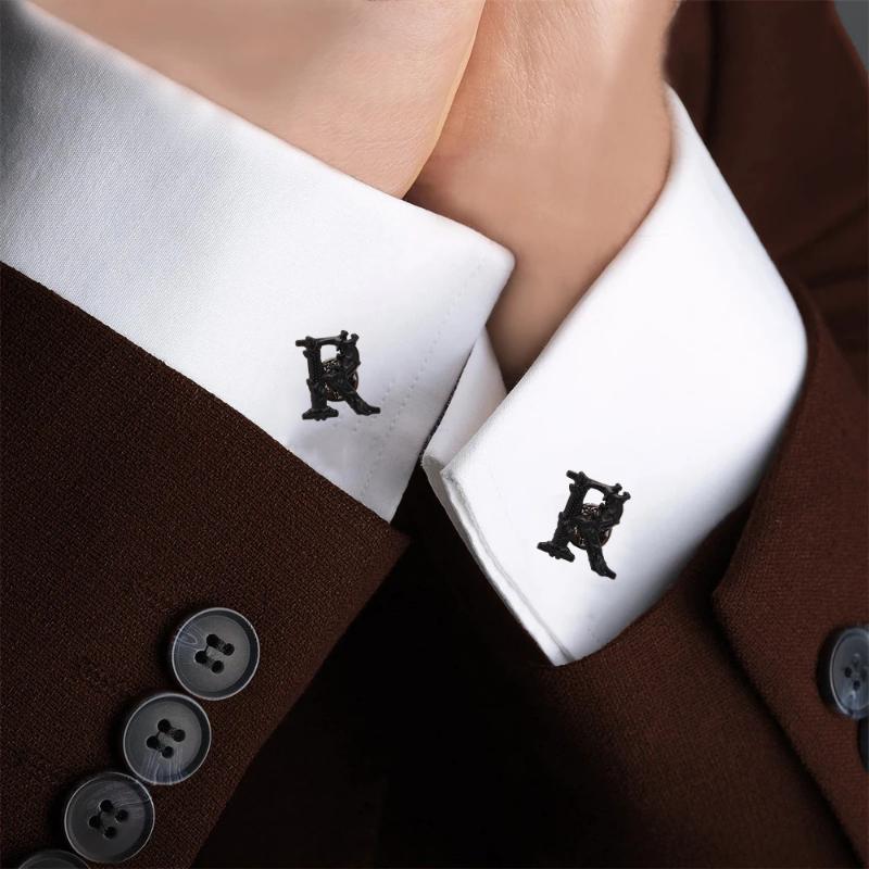 4pcs/set Irregular R Alphabet Brooch Elegant Fashion Men Luxulry Vintage Initial Letter Lapel Pins Brooches Party Shirt Coat Jewelry Accessories Gifts