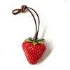 Elegant Waterproof Strawberry Key Ring Resin Handmade Keychain 3D Design Bag Charm Bag Decoration