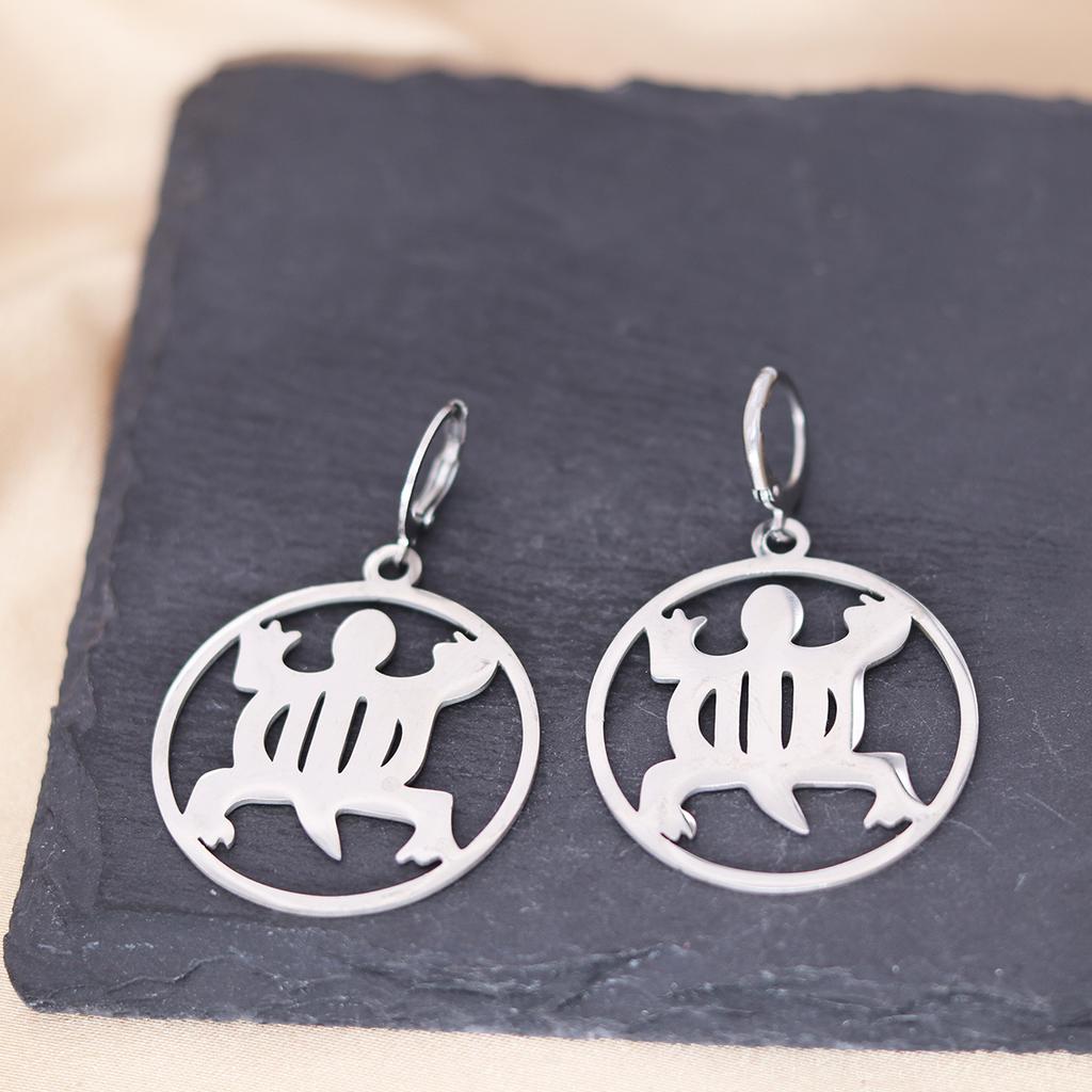 Kinitial Stainless Steel Bulldog Unicorn Dragon Fairy Turtle Sword Death Moth Earrings For Women Trendy Piercing Jewelry