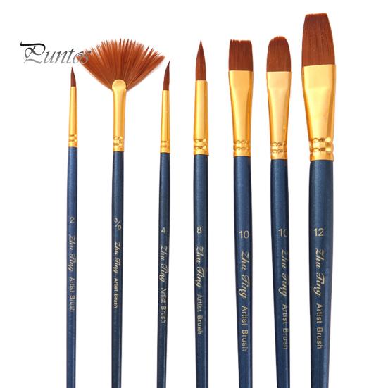 

7 шт. кистей для рисования, портативные эластичные, разные насадки, акриловые, акварельные, масляные, инструмент для начинающих и профессиональных художников павлин голубой