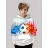 Autumn Winter 3D Football Printed Hoodies Fashionable Casual Warm Sports Long Sleeved Children's Boy Hooded Sweatshirts