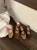 Spät Abendwind Retro Mary Jane Einzelschuhe mit weicher Sohle Damen 2025 neu Französisches Wildleder Leichte Öffnung Schleife Ballerinas