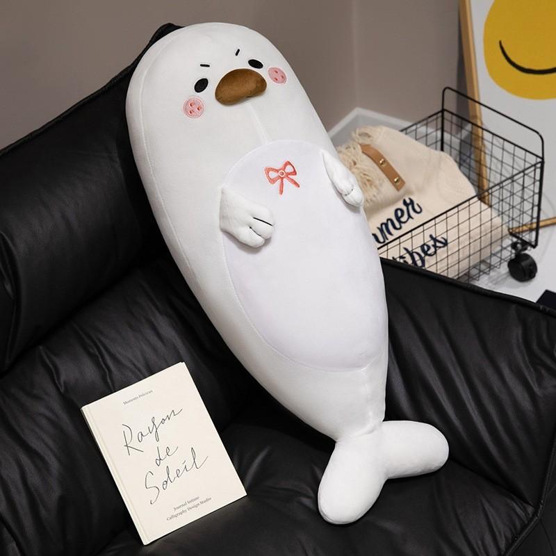 

Tie Bow Seal Plush Toy Marine Animal Stuffed Doll Decoration Kids Gift 65cm White Bow