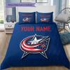 Custom Name,Columbus Blue Jackets Pattern Bedding Home Decoration Birthday Gift ( 1 Duvet Cover + 2 Pillowcase, Without Core),fan Merchandise.