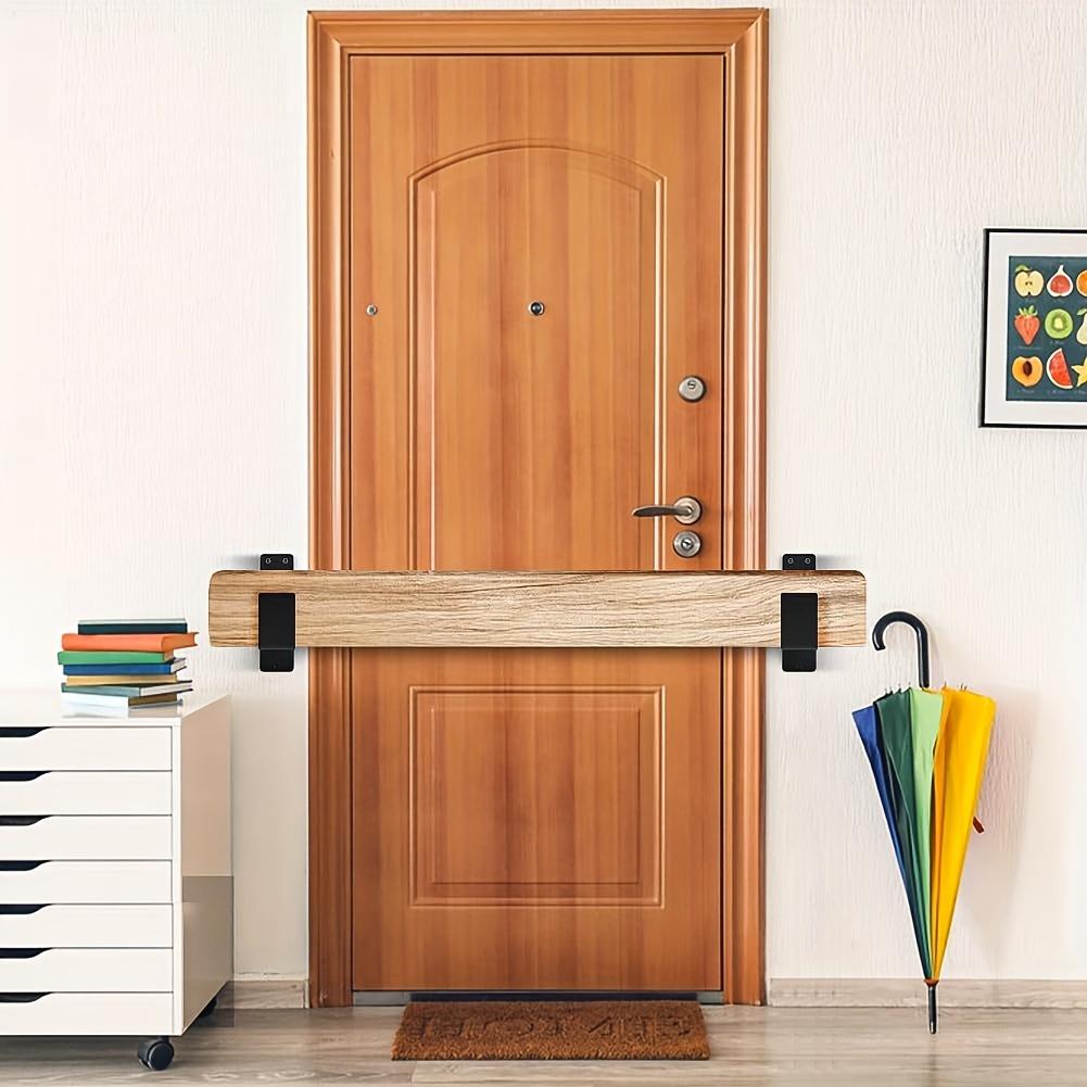 2 Stück Stahl U-Tür Sicherheitswinkel, 2x4 Holzstangenhalterungen, Metallstangenhalterungen für Haus, Schuppen, Lagerhaus, Scheunentor - Schwarz