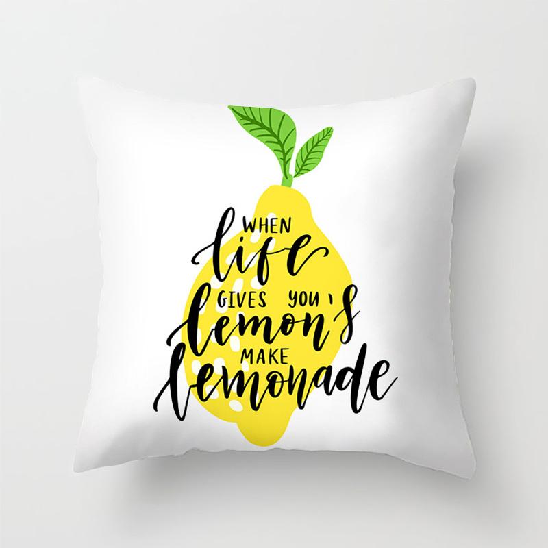Home Decor Yellow Lemon Pattern Summer Cushion Cover Pillow Sofa Decorative