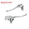 7/8" 22mm Front Motorcycle Hydraulic Brake Pump Master Cylinder Silver Left Right Disc Brake Lever Universal w/ Brake Switch M10