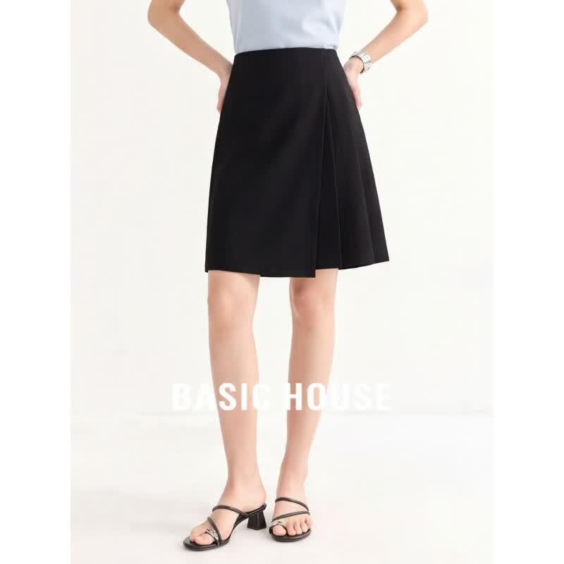 Basic House Irregular A-line Pleated Skirt M