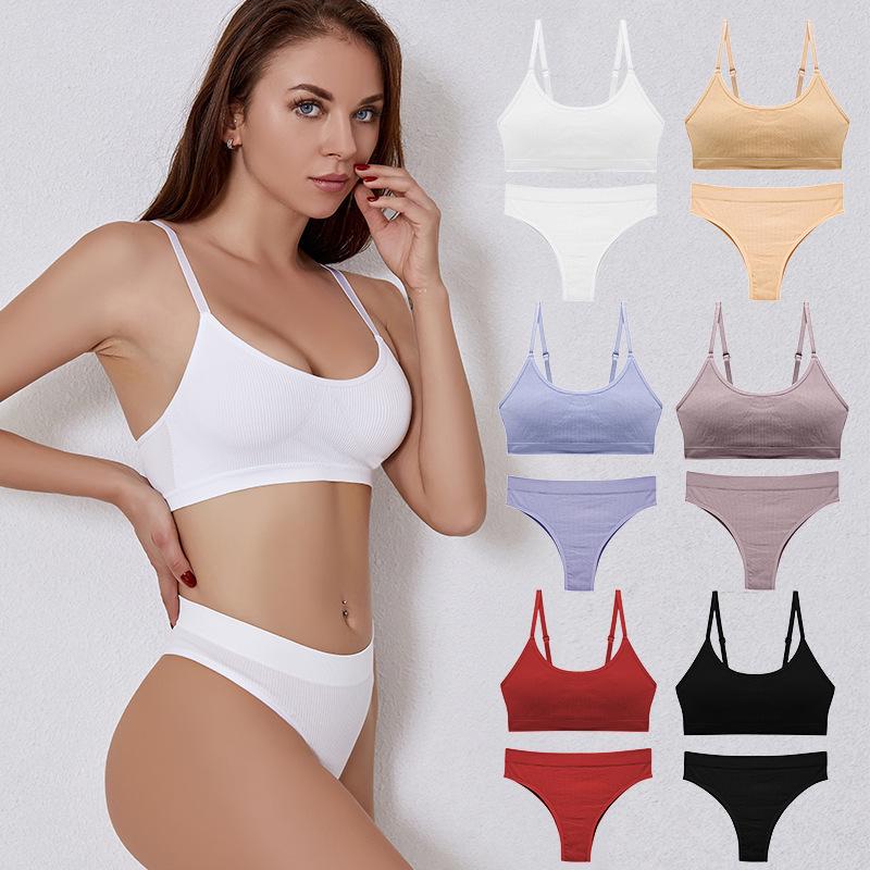 Drahtloses Push-up-Camisole-BH-Set für Damen: Nahtlose, gepolsterte, bequeme Nachtwäsche zum Schlafen, Schöner Rücken, Große Größen, Teenager
