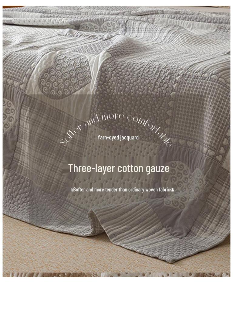 Three-Layer All-Cotton Jacquard Gauze Blanket: A-Grade Pure Cotton Nap, Multi-Functional, Air Conditioning Blanket