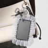 Elegant Badge Holder Gothic Bowknot Keychain Beaded Lace Card Charm Accessory Alternative Fashion Keyring