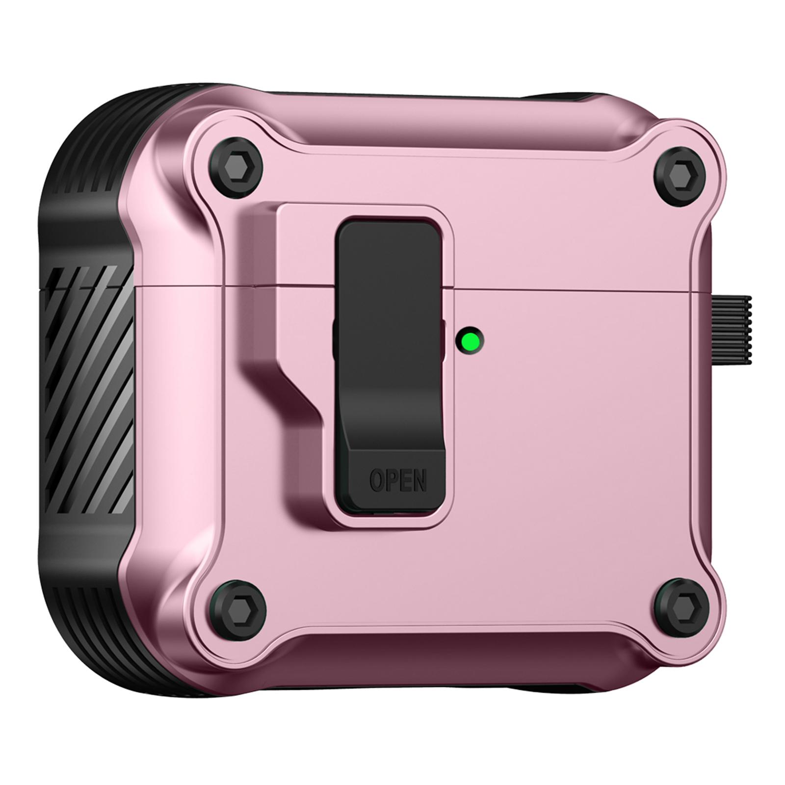 

Чохол для AirPods 4 Захисник з ТПУ+ПК Чохол для Bluetooth-сумісних навушників з карабіном Pink