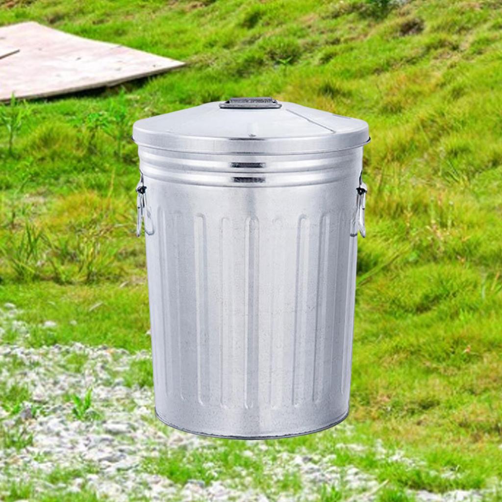 8L Outdoor Metal Trash Can with Seal Lid Rustic Vintage Design for Patio Farm Compost Bin Heavy Duty Storage Container Versatile