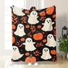 Halloween Blanket Ghost Pumpkin Print Soft Plush Spooky Festive Design Home Decor Sofa Bed Living Room Holiday Party Gift