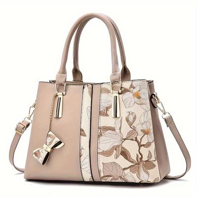 Women Crossbody Bag Elegant Floral Print Handbag, Fashion Large Capacity Handbag, Portable Handbag