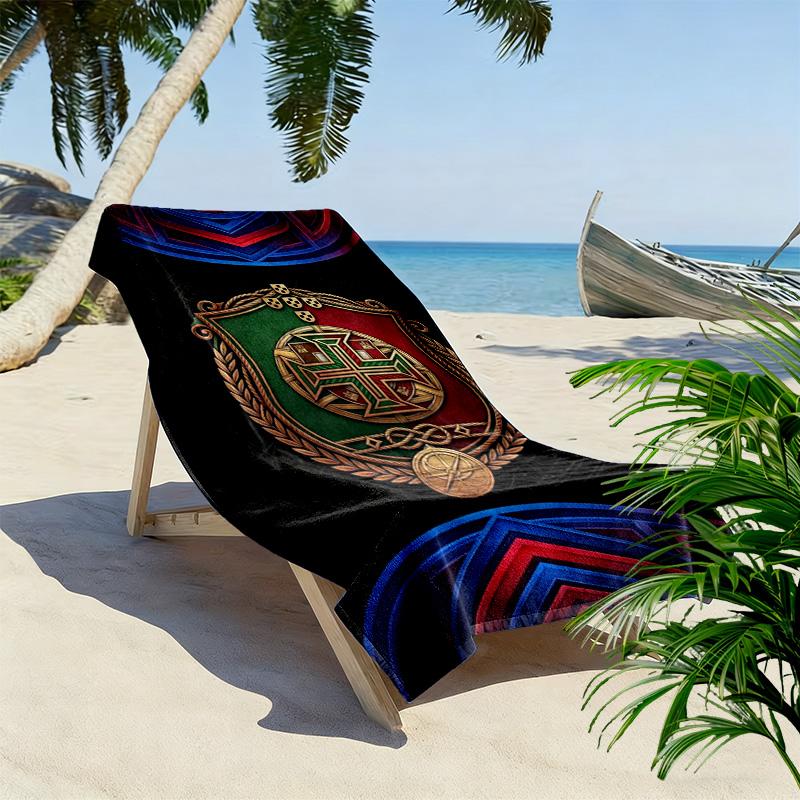 Portuguese Heritage Emblem Beach Towel Beach Towel for Vacation Photos Soft Absorbent Bath Towel Quick-drying Swim Towel Swim Beach
