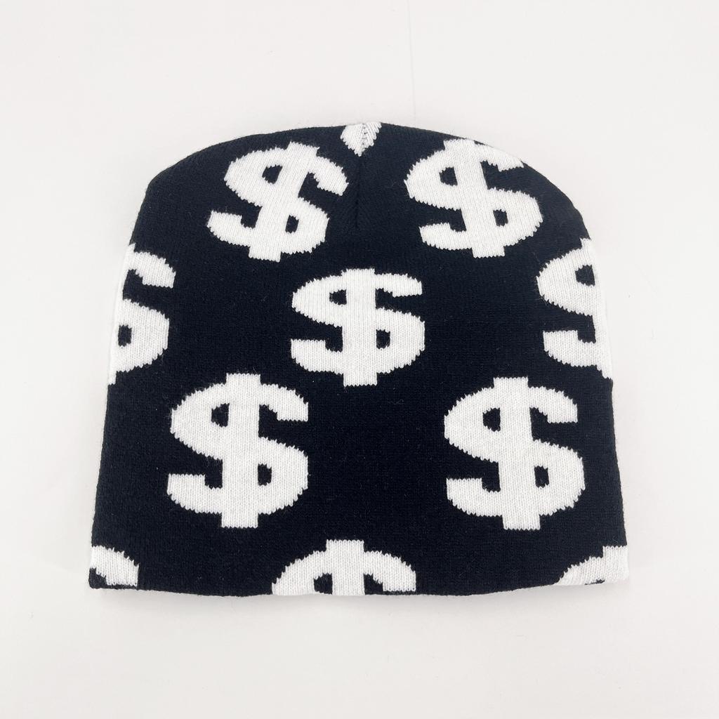 Men's And Women's Universal Y2K Autumn Winter Hat hip hop Web Riding Outdoor Sports Fashion Hat Dollar Printed Knitted Beanie