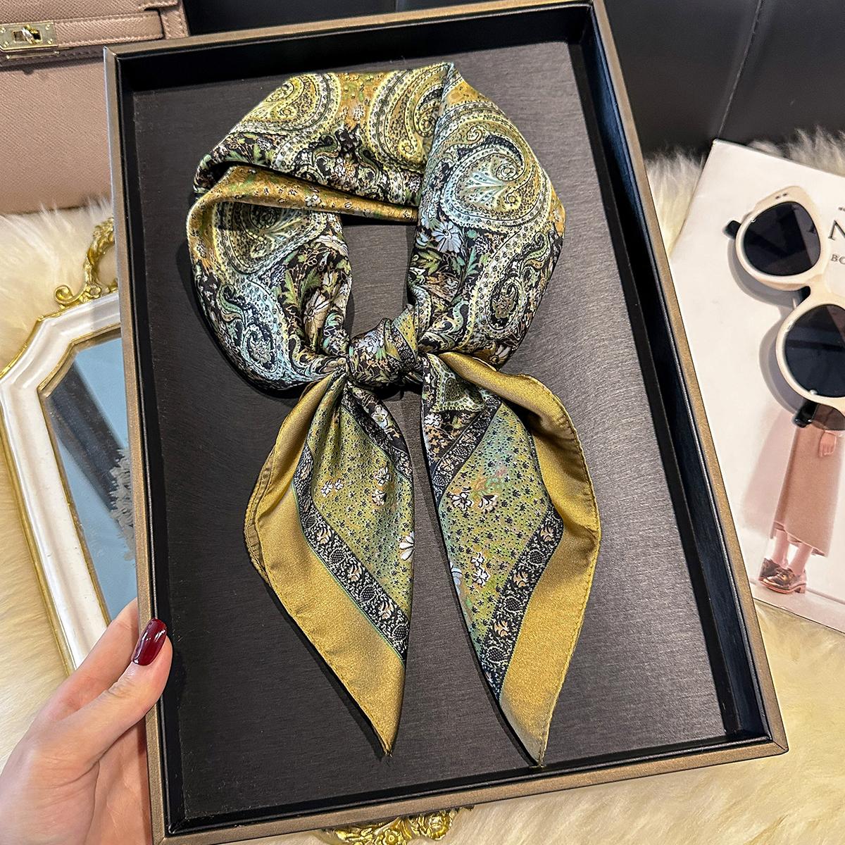 

Новая Мода 70X70см Женский Шарф Шелковый Шарф с Принтом Пейсли Квадратная Шаль Декоративная Повязка на Голову Шейный Роскошный Дизайн Бандана