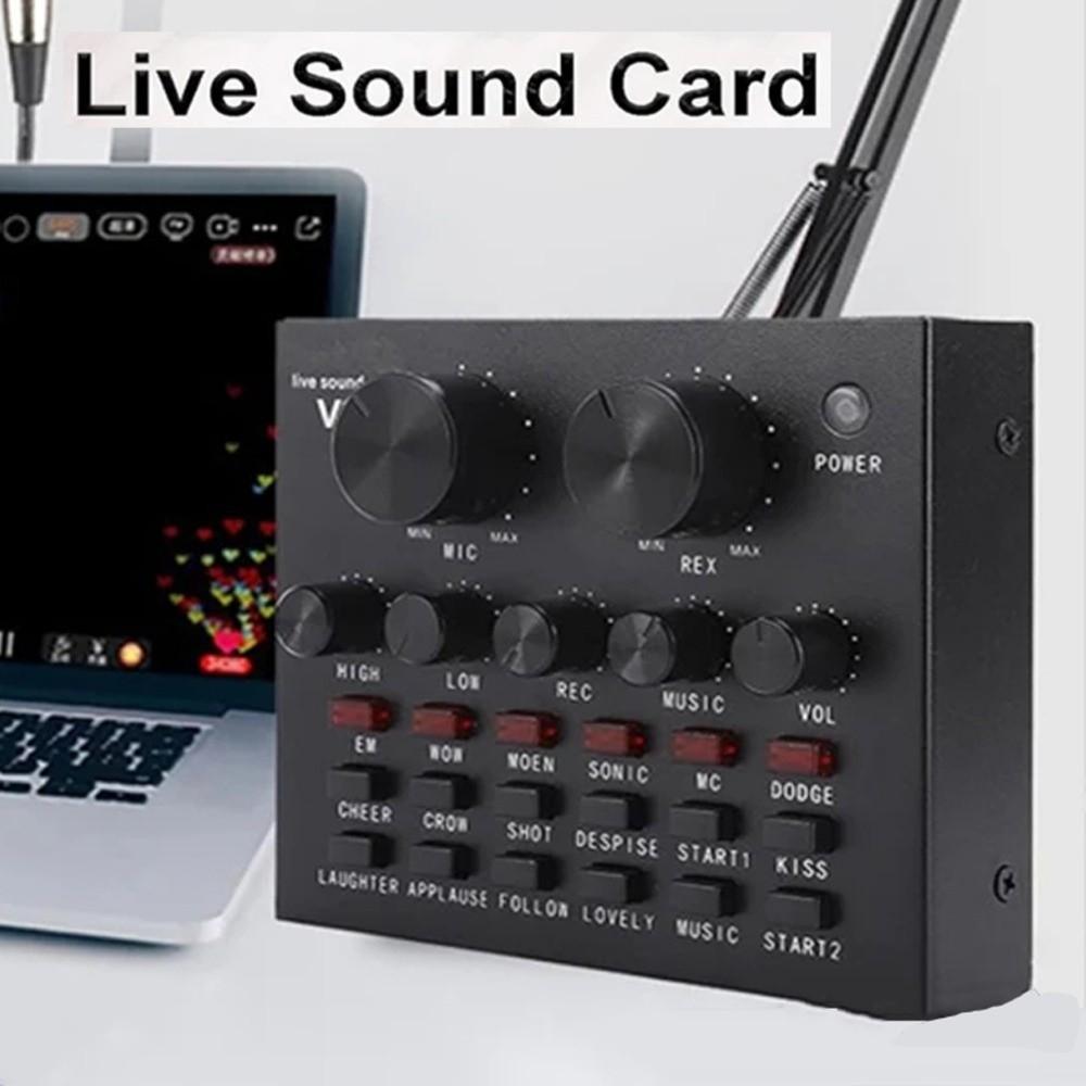 Studio Record V8 Sound Card Audio Mixer External Sound Card Convenient Mic Sound Card  PC Computer