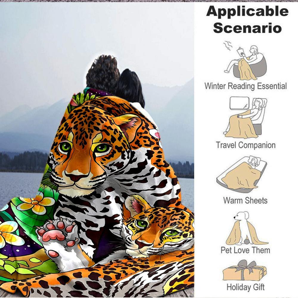 1PC Leopard Print Blanket, Throw For Sofa, Bed, Travel, Camping, Livingroom, And Bed, Printing Blanket With Soft And Warm Fabric Yy250918148