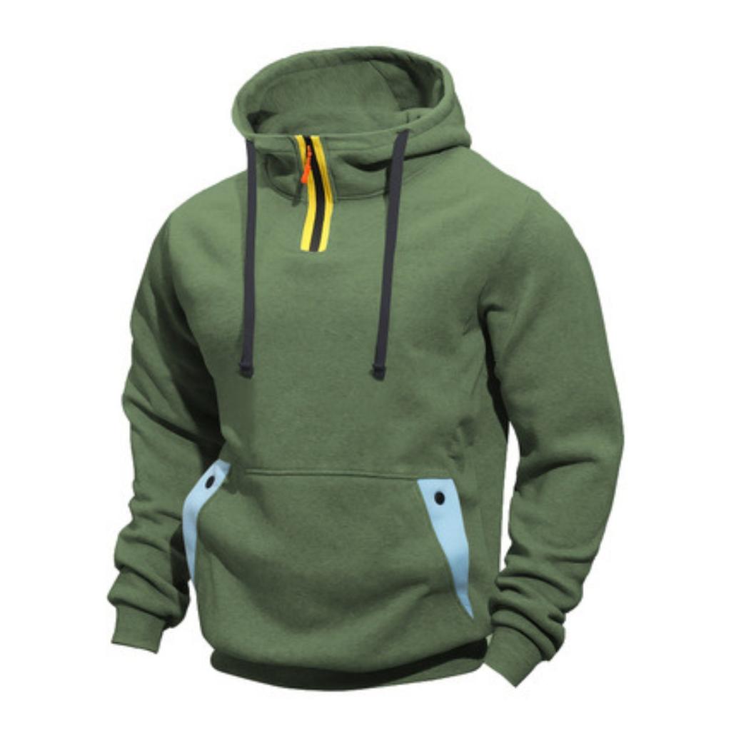 Men's, Loose-fitting, Sweatshirts, Fleece Sweatshirts, Lapels, Hoodies, Casual, Patchwork Sweatshirts, Hooded Jackets
