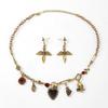 Halloween Skull Jewelry Set With Vampire Rose Pendant And Earrings For Men And Women
