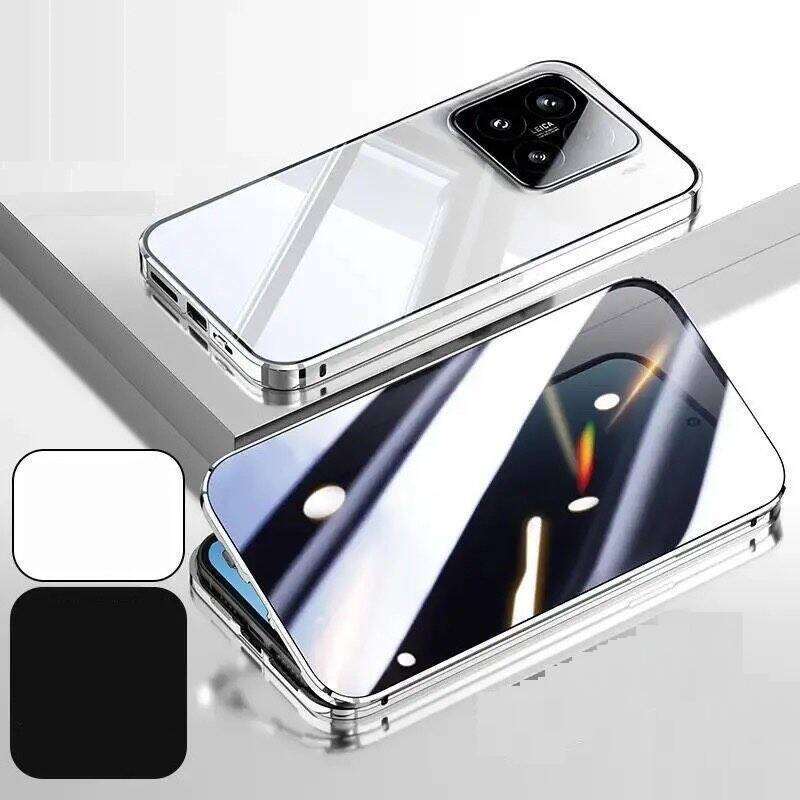 360° Magnetische Anti-Spionage-Hülle für Xiaomi 15T 15 13 Pro mit Hartglas-Kameraobjektivschutzabdeckung Handy-Bumper