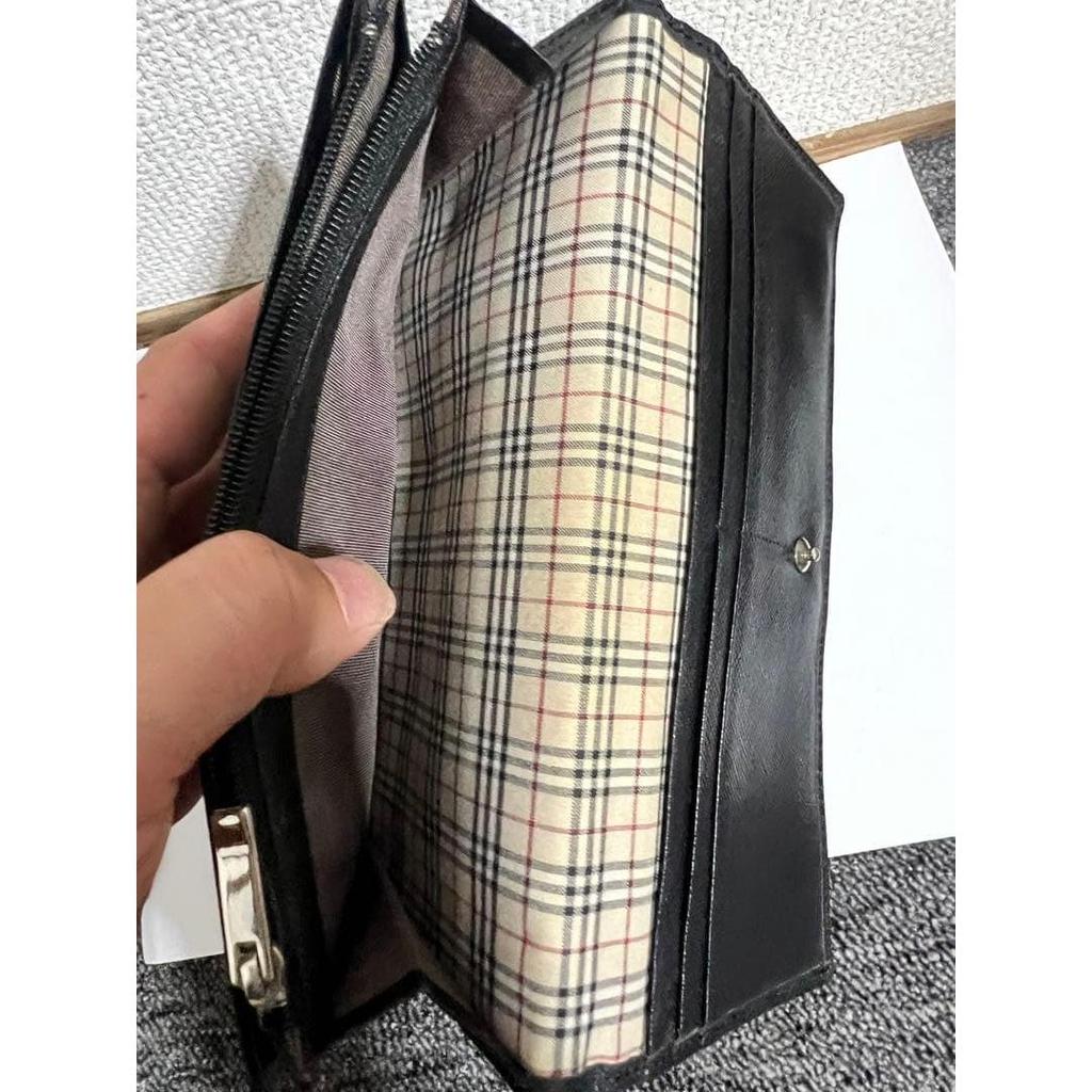 Used BURBERRY Coin purse Leather Bifold Long Wallet Nova Check Black