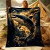 1PC Shark with Fiery Background Print Adult Children Warm Blankets Home Travel Car Soft Comfortable Suitable for All Seasons