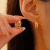 Fashion Versatile Plain Circle New Ins Style Irregular Hollow Printing Design Personalized Trend Earrings Ear Buckle