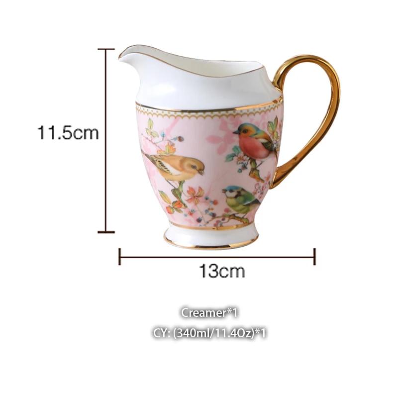 Pink Bird Bone China Coffee Set Porcelain Tea Set Advanced Ceramic Pot Mug Sugar Bowl Creamer Teapot Milk Jug Teaset Tea Cup Set