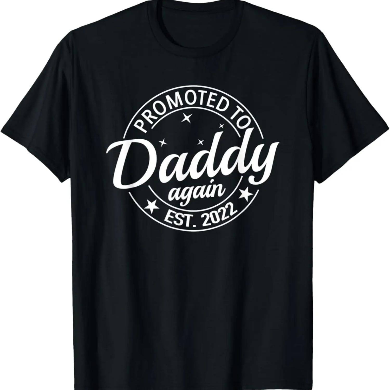 Mens Promoted To Daddy Again 2022 Soon To Be Pregnancy Matching T-Shirt S чёрный