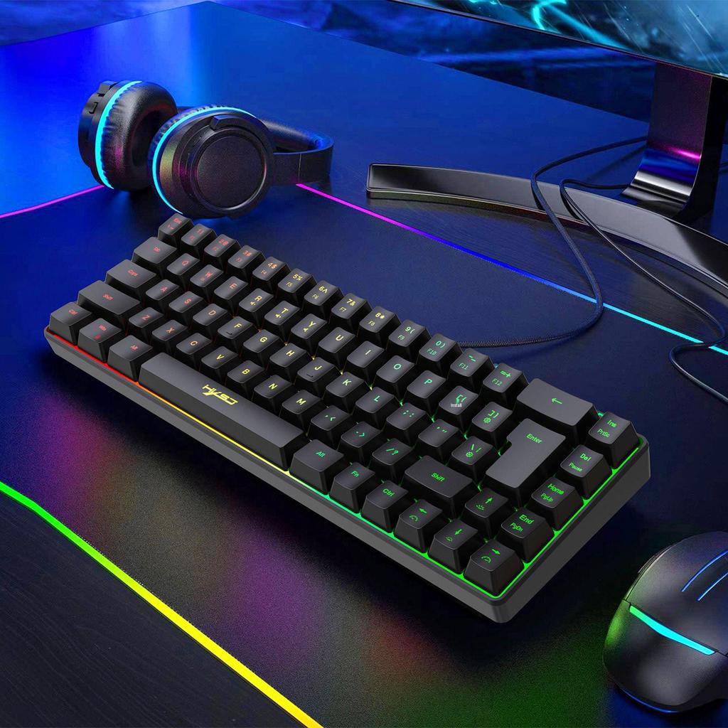 RGB Backlit 68-Key Wired Gaming Keyboard with Mechanical Feel & ABS Material