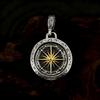 Gümüş Dönebilen Deniz Pusulası Çapa Kolye Ucu - Erkek ve Kadınlar İçin Çift Taraflı Arabesk Tasarım