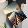 Railway Track Leading to Golden Sunset Lake Reflection Metal Wall Art Modern Minimalist Home Decor