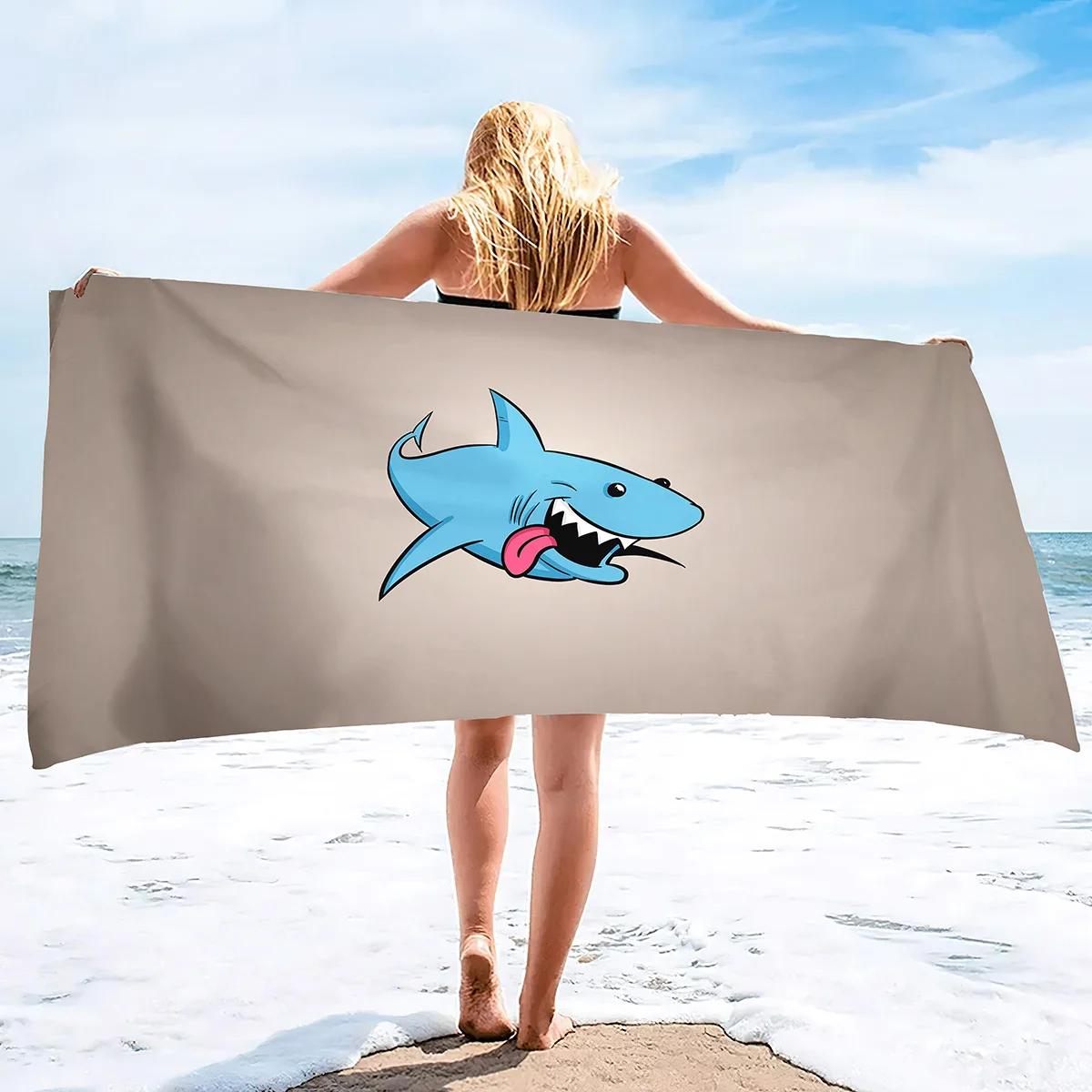 Lampada Boys White Shark Beach Towel For Shark Bath Towel Print Pool Towel Super Soft Plush Sandless Shark Towel For Shark Lovers Beach Towels