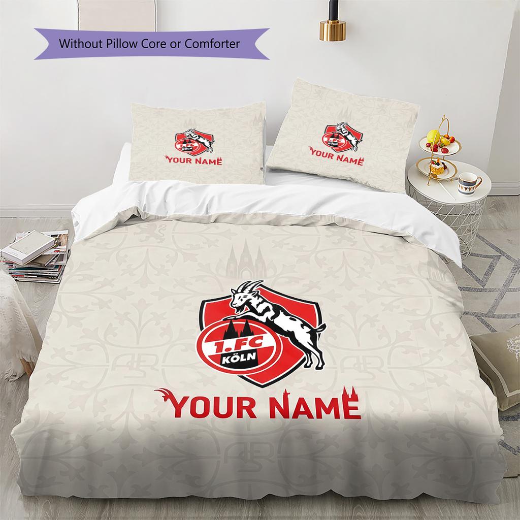 Custom Name 1.FC Köln Pattern Bedding Quilt Set Home Decoration Gift (1 * duvet cover + 2 * pillowcase without core)