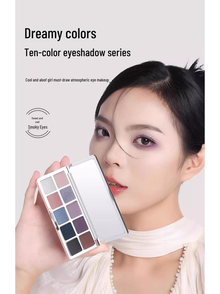 Shedella Dreamy 10-Color Eyeshadow Palette: Blue, Black Glitter, Green Ripple Shades